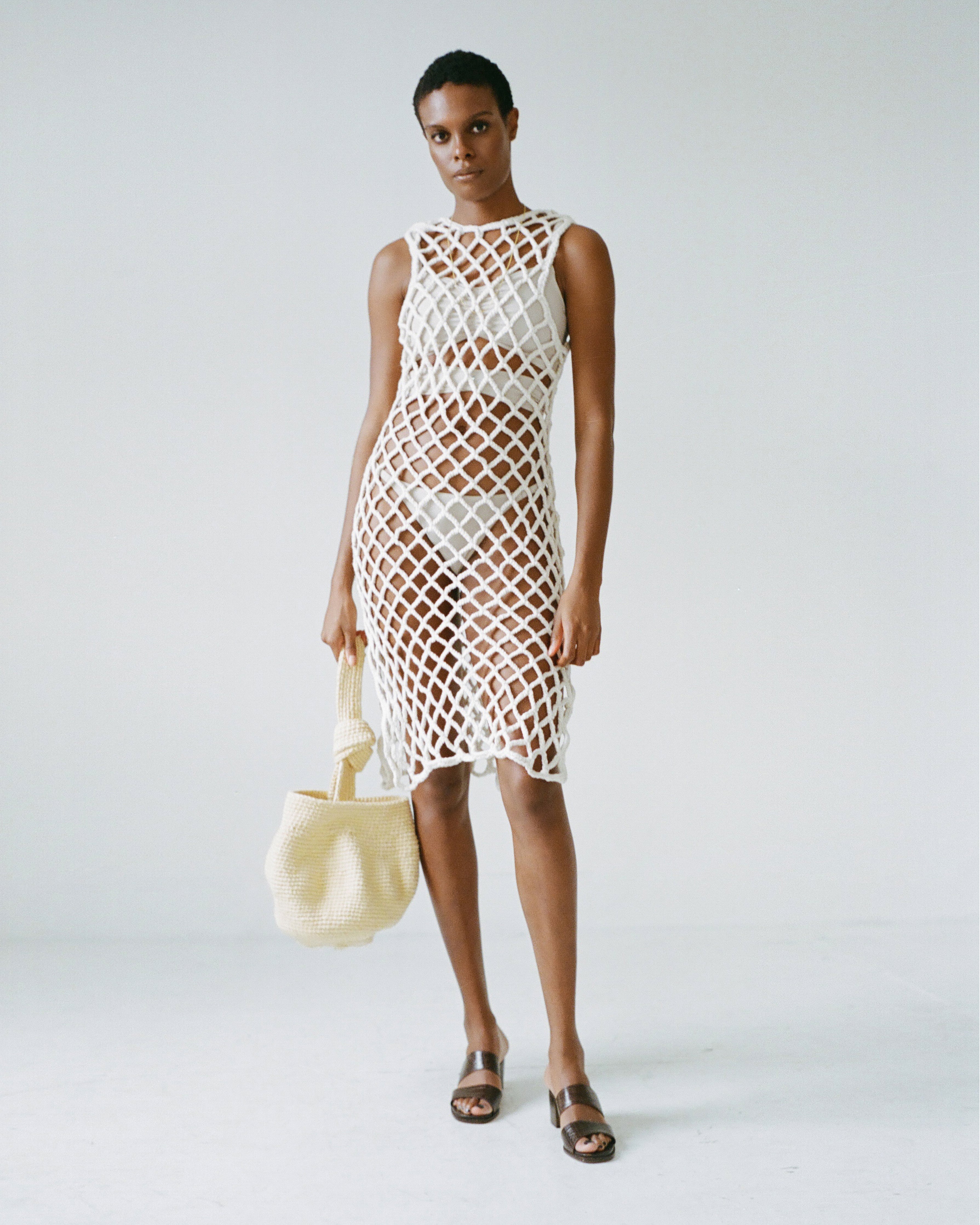 white crochet dress